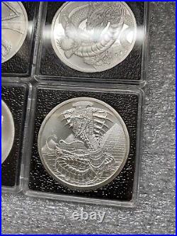 World Of Dragons 6 Oz Of. 999 Fine Silver 6 Coins/rounds In Capsules