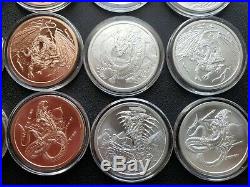 World Of Dragons All 12 Silver Rounds Aztec Welsh Chinese Norse Egyptian Indian