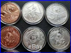 World Of Dragons All 12 Silver Rounds Aztec Welsh Chinese Norse Egyptian Indian