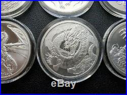 World Of Dragons All 6 Silver Rounds Aztec Welsh Chinese Norse Egyptian Indian