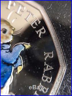World Rarest Peter Rabbit 2017 50p Fifty Pence Silver Proof Coin. C. O. A 0700