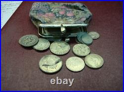 World Silver Coin Lot 5 Troy Oz. In Old Time Coin Purse From Local Estate