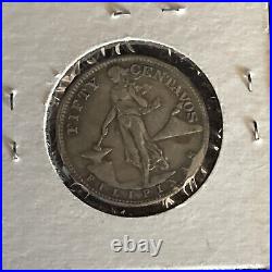 World Silver Coin Lot 50cPhilipines-1930 balboa-10c Ceylon-NH Deerfield Sterling
