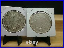 World Silver Coin Lot- France 5 Francs Hercules 1873, 1874, 1875