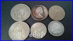World Silver Coin Lot Of 6 Coins 1887/1893/1953/1954/1957/1971