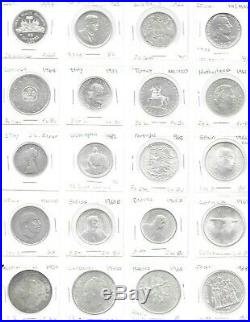 World Silver Coins 1944-73 Assorted 20 Half Crown-Crown Size Most BU/Proof Shown