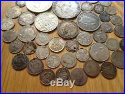 World Silver Coins 225 Grams India GB USA Africa Canada Aus Etc Not All Scrap