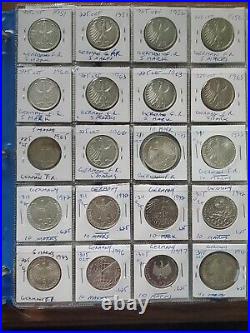 World Silver Coins Germany 5 & 10 Mark 1951-1997 20 lot