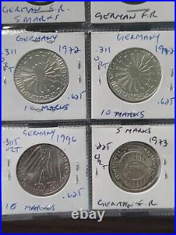 World Silver Coins Germany 5 & 10 Mark 1951-1997 20 lot
