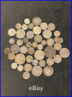 World Silver Coins Lot 46 Old Silver Coins Total Weight is 9.36 Ounces