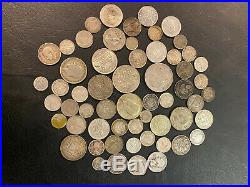 World Silver Coins Lot 50 Old Silver Coins Total Weight is 10.00 Ounces