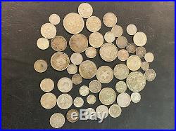 World Silver Coins Lot 50 Old Silver Coins Total Weight is 10.07 Ounces
