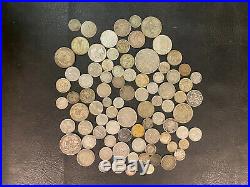 World Silver Coins Lot 85 Old Silver Coins Total Weight is 9.79 Ounces