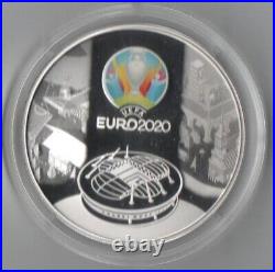 World Silver Coins Russia 3 rubles UEFA Football colored silver coin 2021