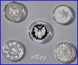 World Silver Proof Collection USA Silver Eagle-Mexico-Uruguay-Namibia-Canada
