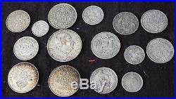World Silver coin lot 15 coins Great Britain Hong Kong Mexico Lebanon Australia