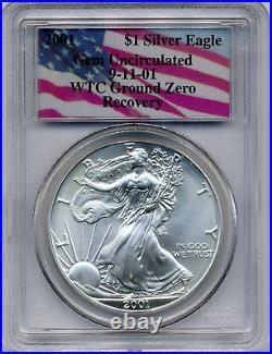 World Trade Center 9/11 Recovery 2001 US $1 Silver Eagle 1 oz Coin, Gem UNC