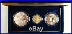 World War II 50th Ann. 3 Coin UNC Set, with Gold and Silver, US Mint In Box-No COA