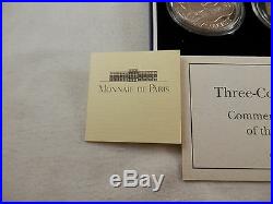 World War II 50th Anniversary D-Day 3 coin Silver Proof US France UK Royal Mint
