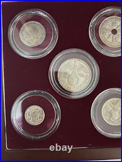 World War II A Set of Eight SILVER Coins Capsules & COA & History Included