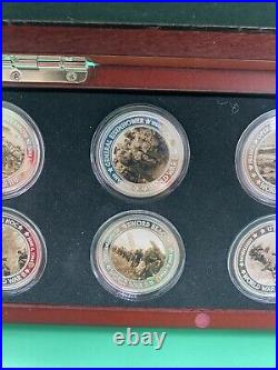 World War II D-Day Proof Collection 99.9% Silver Plated Coins (8) with case