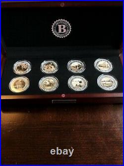 World War II D-Day Proof Collection 99.9% Silver Plated Coins (8) with case