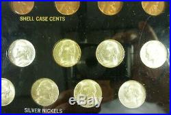 World War II Emergency Coins Set Capital Plastics Holder BU Cent & Silver Nickel