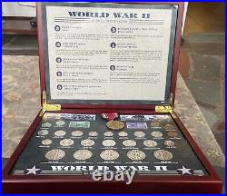 World War II Historic Coin & Stamp Collection all AU-UNC In Presentation Box