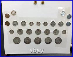 World War II Historic Collection 25 Coins (19 Silver) 2 Stamps Medal in Wood Box