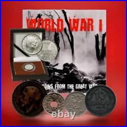 World War One The Great War 4 Coin Album & Black Hand Silver Boxed Coin