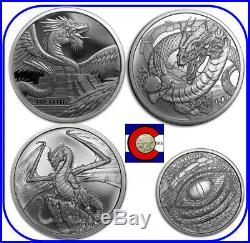 World of Dragons 3 BU Silver Rounds Aztec, Welsh & Chinese in Capsules