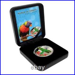 World of Parrots Cook Islands 5 Dollars 2015 Rainbow Lorikeet Silver Coin