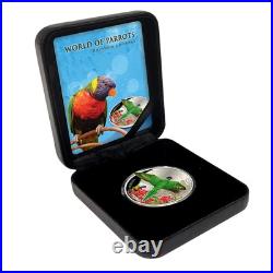 World of Parrots Cook Islands 5 Dollars 2015 Rainbow Lorikeet Silver Coin